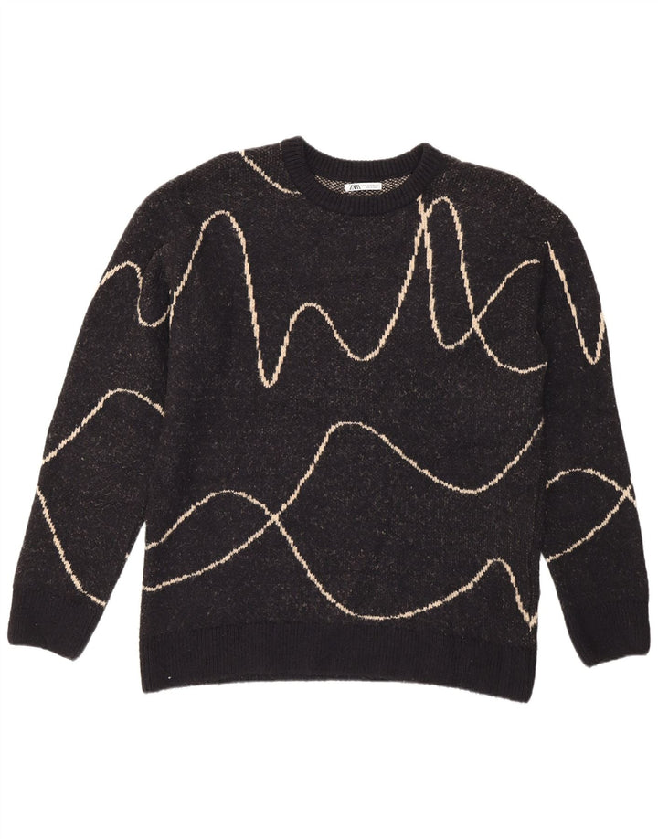 Pulover pentru bărbați Zara, cu gât crew, XL, cu dungi negre