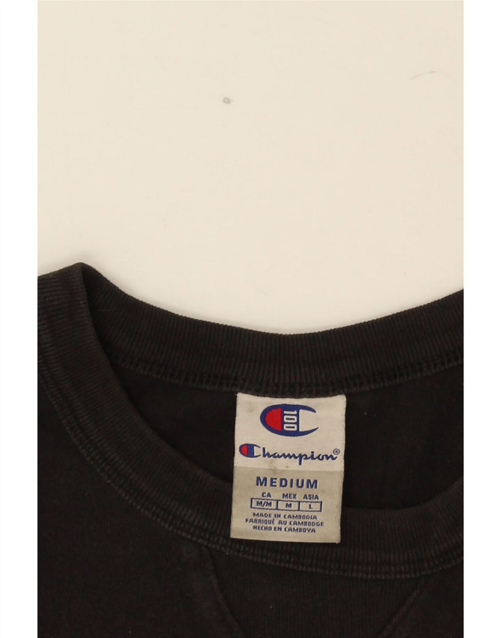 Tricou grafic Champion pentru bărbați Top mediu din bumbac negru