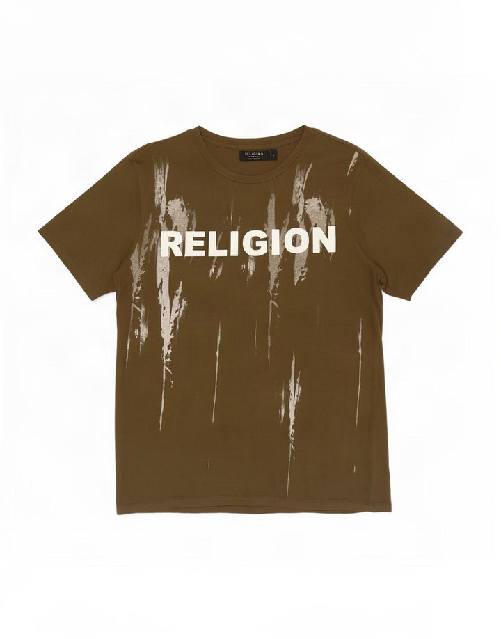 Tricou cu grafică pentru bărbați Religion Top mic din bumbac kaki