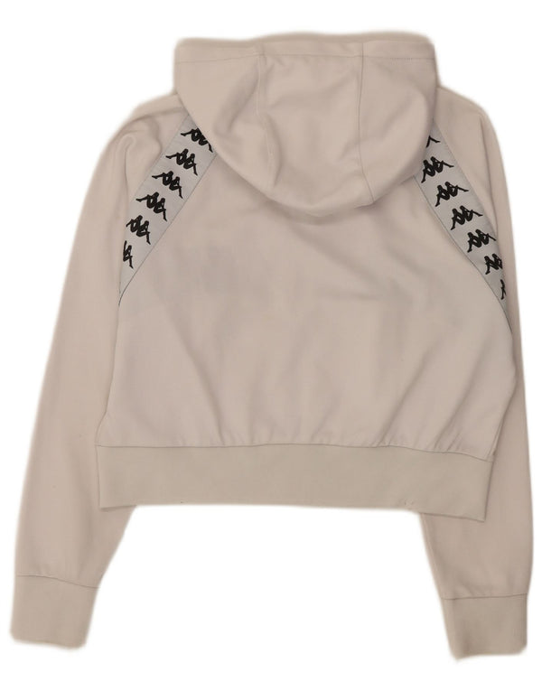 Pulover Kappa pentru femei, supradimensionat, cu fermoar, cu capota, UK 10, alb