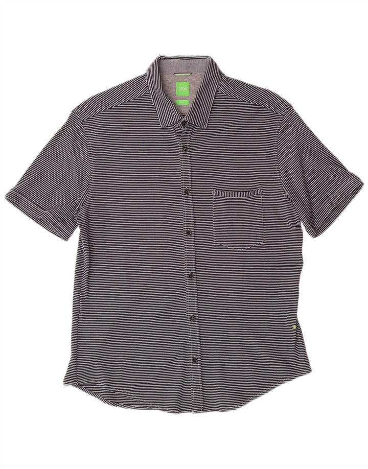 Cămașă cu mânecă scurtă pentru bărbați HUGO BOSS, mare, bleumarin, cu dungi