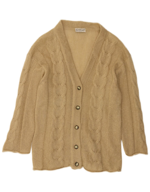 Pulover cardigan vintage pentru femei UK 14 mare, bej, mohair