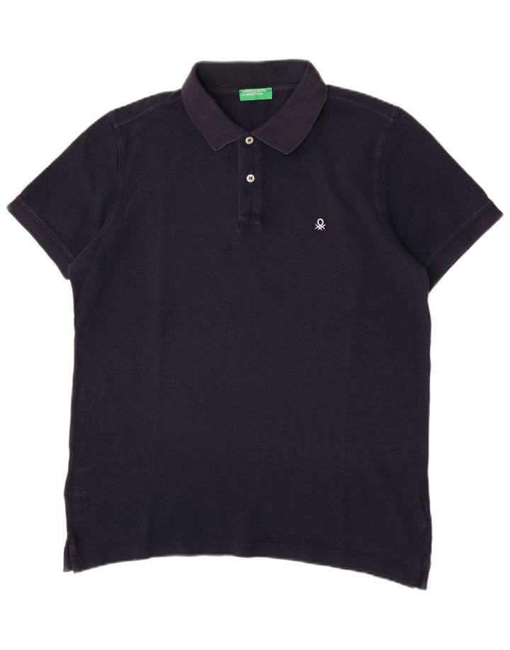 Tricou polo Benetton pentru bărbați, mediu bleumarin