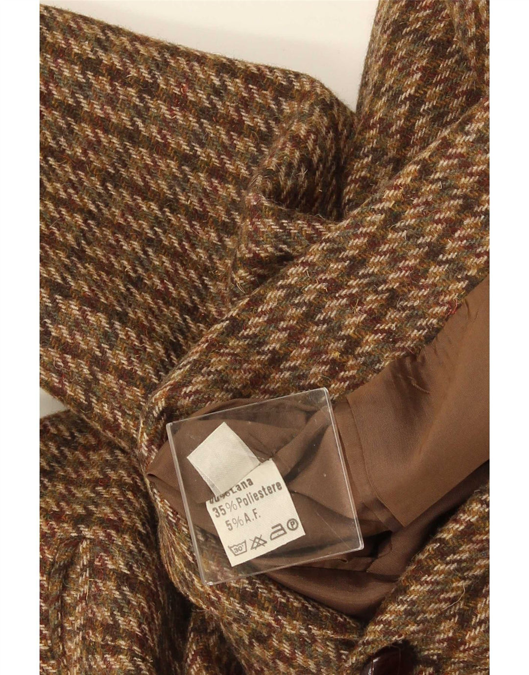 Jachetă vintage pentru bărbați cu 2 nasturi IT 52 XL Lână maro cu picior de gală