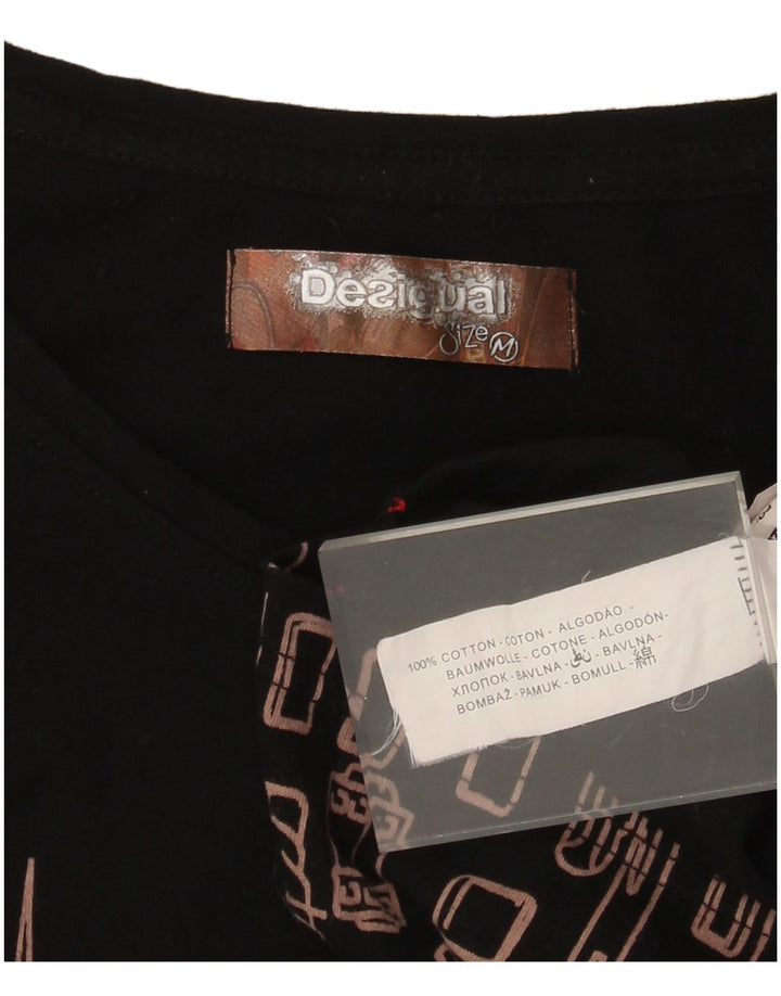 Desigual Womens Barcelona Graphic Top mânecă lungă UK 12 Medium Black Bumbac