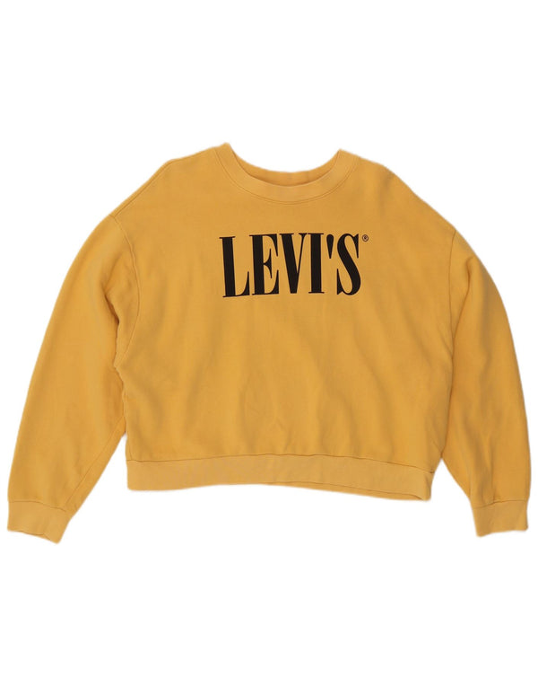 Pulover pentru femei Levi's Oversized Crop Graphic Pulover UK 14 Galben mediu