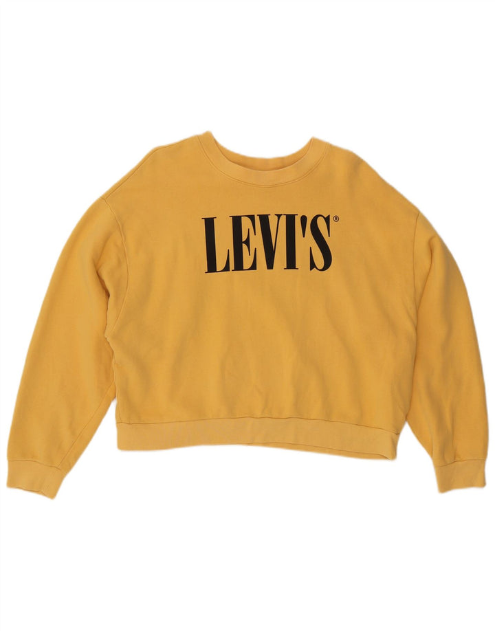 Pulover pentru femei Levi's Oversized Crop Graphic Pulover UK 14 Galben mediu