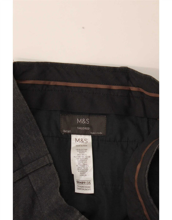 Marks & Spencer Pantaloni croiți pentru costum pentru bărbați L34 L29 Poliester gri
