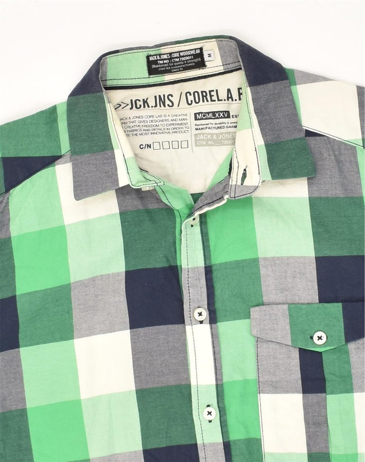 Cămașă pentru bărbați JACK & JONES, bumbac cu carouri verde mediu