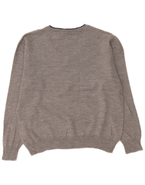 Pulover cu decolteu în V Polo Ralph Lauren pentru femei UK 16 Lână mare gri