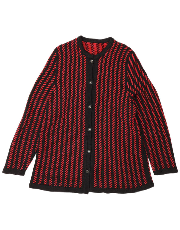 Vintage Womens Cardigan Pulover UK 16 Large Black Striped