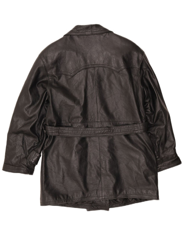 LAVORAZIONE ARTIGIANA Palton pentru femei UK 12 Medium Black Leather