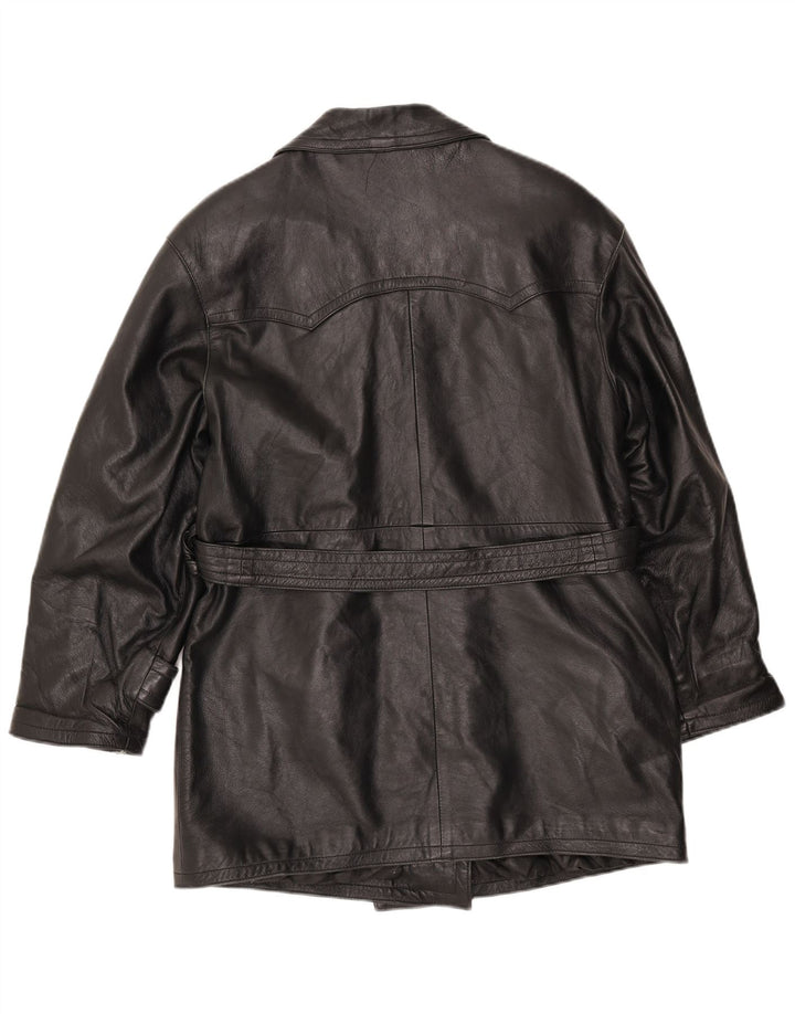 LAVORAZIONE ARTIGIANA Palton pentru femei UK 12 Medium Black Leather