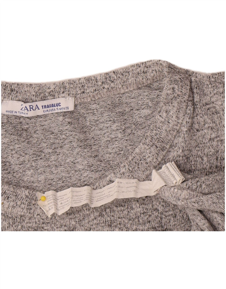 Crop Top pentru femei Zara cu mânecă lungă UK 8, mic, gri, viscoză