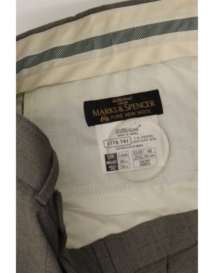 Pantaloni de costum pentru bărbați Marks & Spencer L36 L29 Lână cu carouri gri