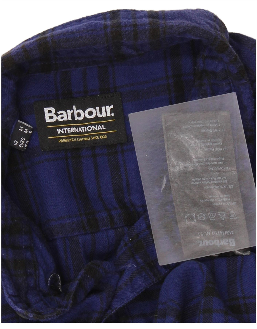 Cămașă de flanel pentru bărbați Barbour, bumbac cu carouri albastru mediu