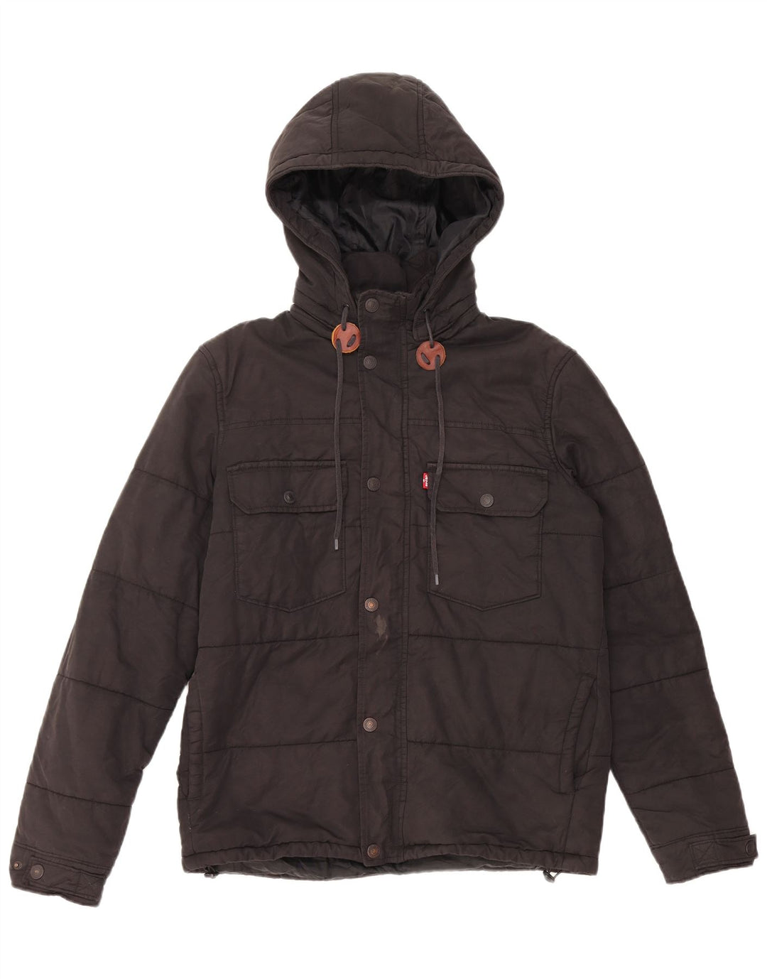 Jachetă căptușită cu glugă Levi's pentru bărbați UK 38, bumbac mediu negru