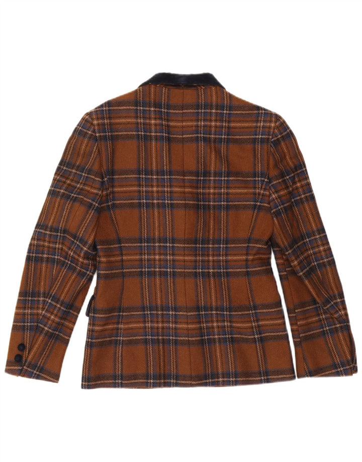 Jachetă pentru femei Misstwidd cu 3 nasturi IT 42 Lână carouri maro mediu