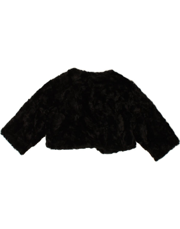 Jachetă Bolero pentru femei VINTAGE din blană artificială UK 12 Medium Black Acrylic