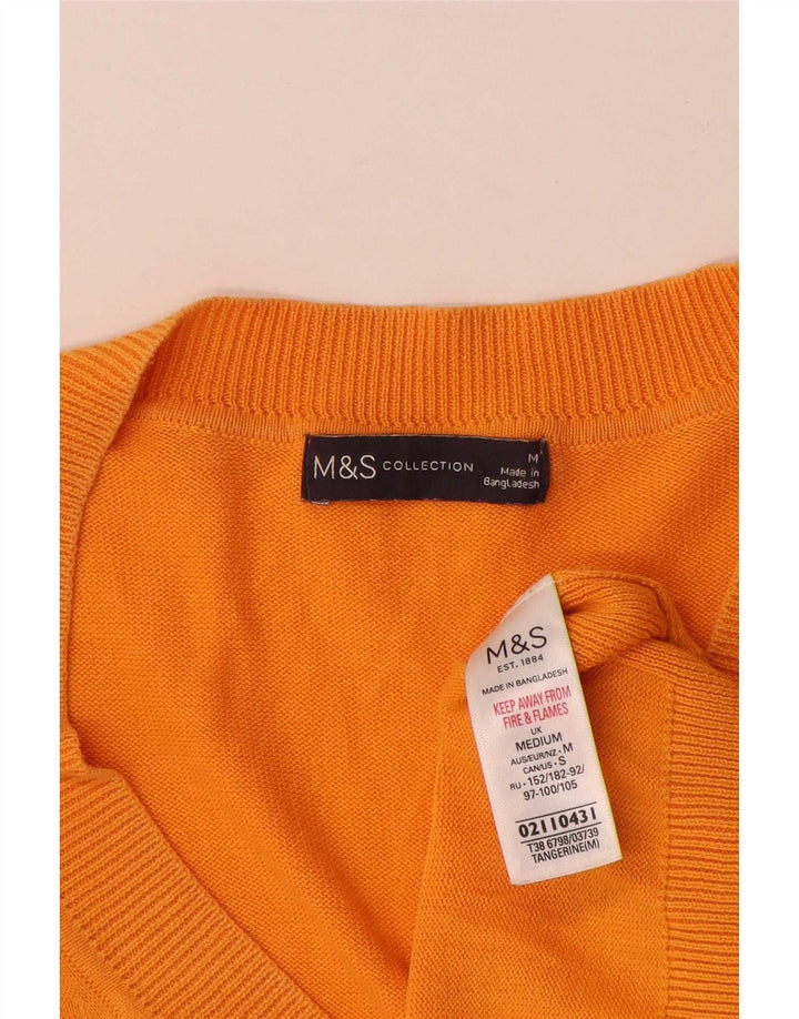Pulover pentru bărbați Marks & Spencer, cu decolteu în V, bumbac portocaliu mediu