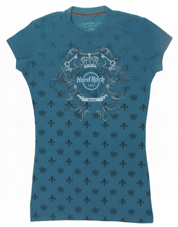 Hard Rock Cafe Munchen Tricou grafic Top UK 10 Small Blue Cotton