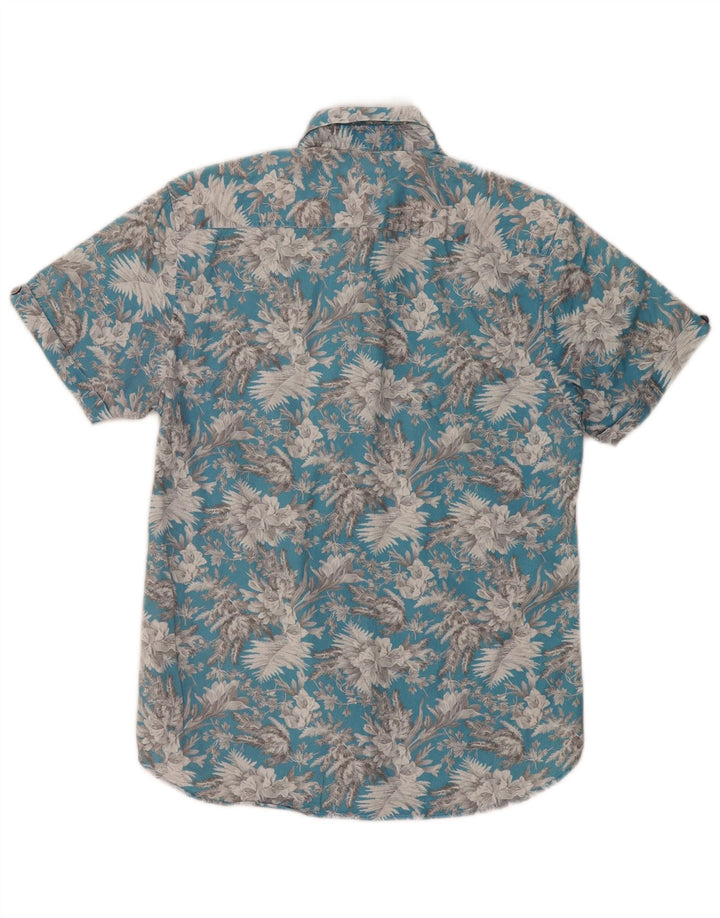 Cămașă pentru bărbați Ted Baker cu mânecă scurtă, mărimea 3, bumbac floral, albastru mediu
