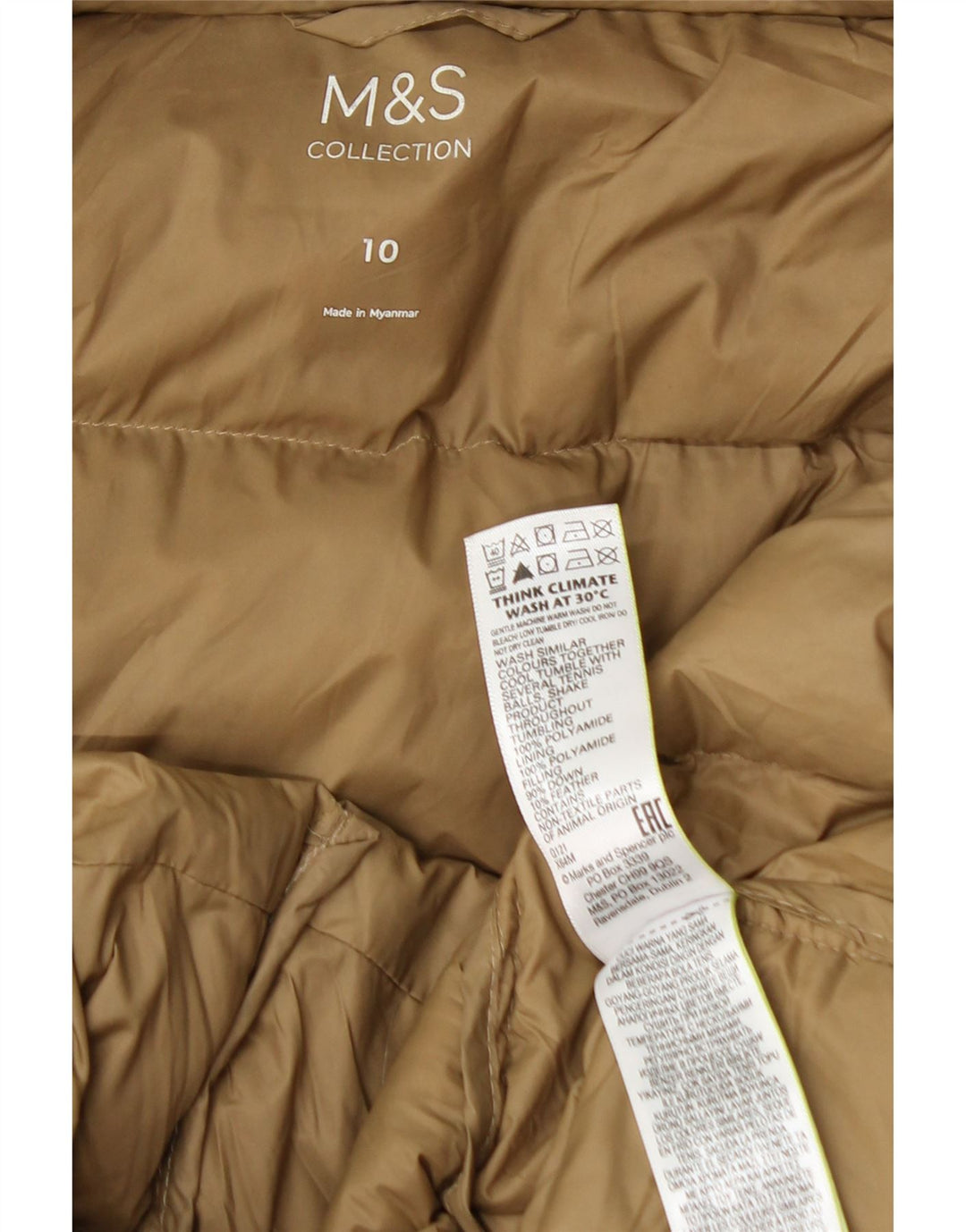 Palton capitonat supradimensionat pentru femei Marks & Spencer UK 10 Mic Bej