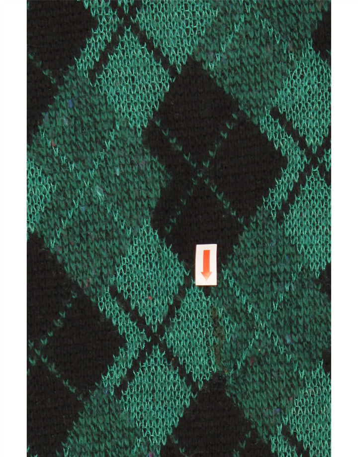 Pulover vintage pentru bărbați cu gât roșu IT 48 Medium Green Argyle/Diamond