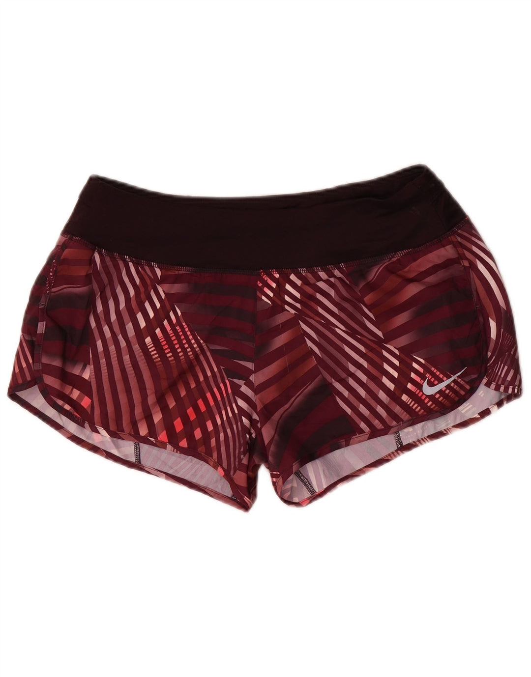 Pantaloni scurți sport Nike Dri Fit pentru femei UK 14 Medium Burgundy Check Poliester