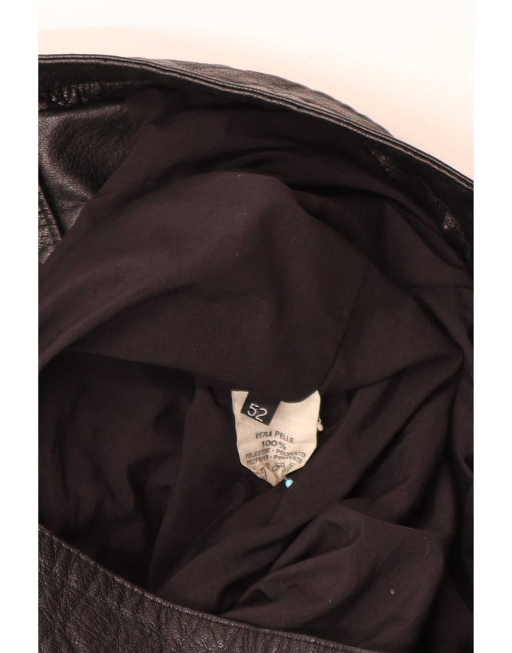 Jachetă pentru motociclist din piele vintage pentru bărbați IT 52 Large Black