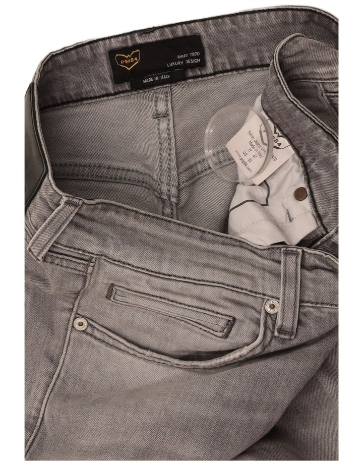 POP 84 Blugi slim pentru bărbați Distressed W33 L29 Bumbac gri