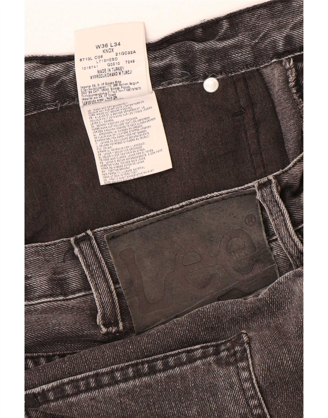Blugi Lee Knox Straight pentru bărbați W36 L32 bumbac gri