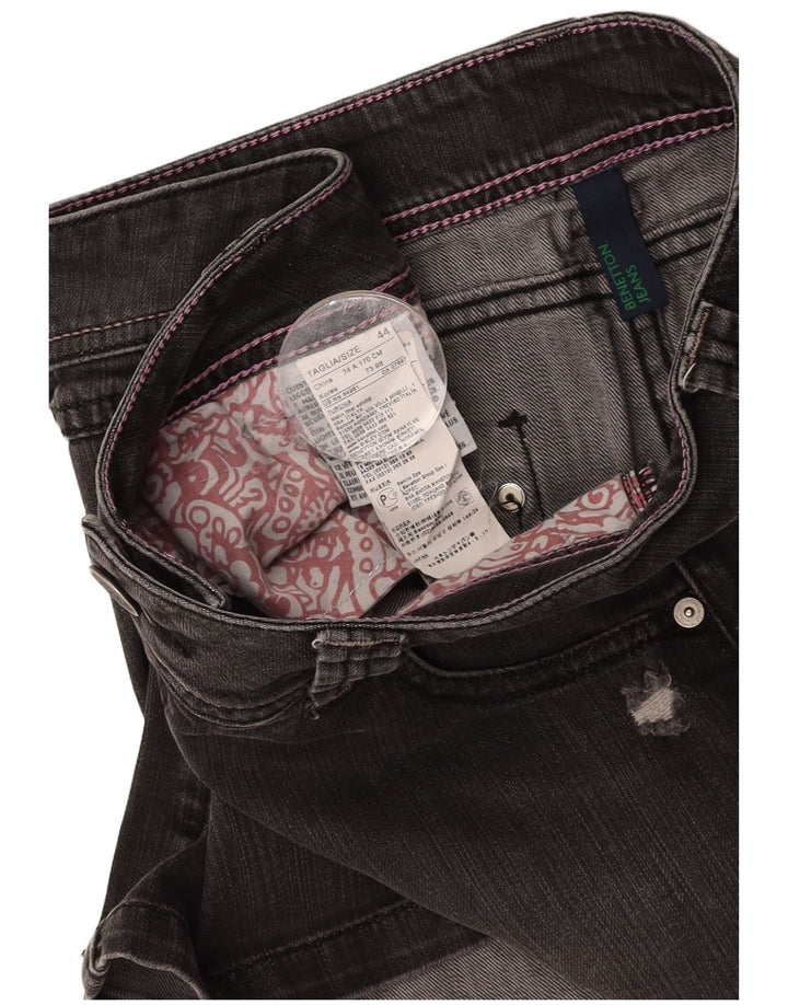 BENETTON Fusta Denim Distressed IT 44 Medium W30 Bumbac Gri