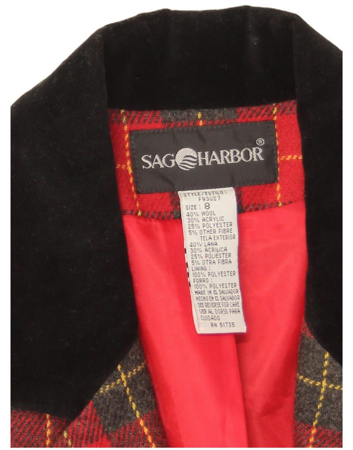 Jachetă Sag Harbor pentru femei cu 1 nasture US 8 Medium Red Check Wool