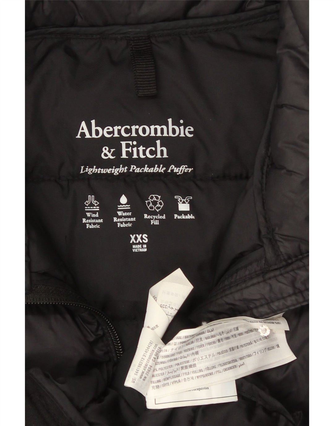 Jachetă căptușită pentru femei Abercrombie & Fitch UK 2 2XS Poliester negru
