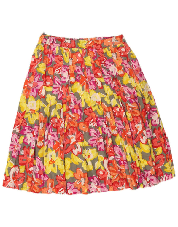 Fusta plisată cuțit vintage pentru femei UK 14 Large W30 Multicolor Floral