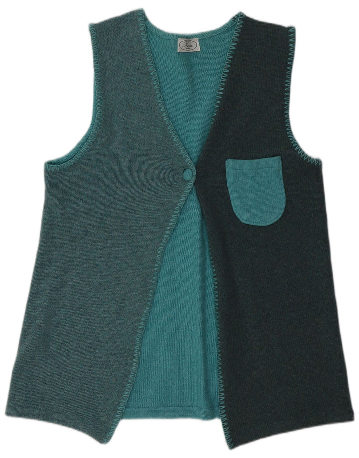 Pulover cardigan pentru femei VINTAGE UK 14 mare turcoaz Colorblock