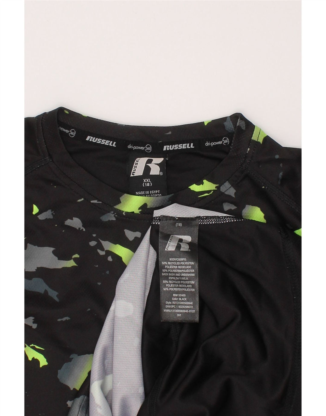 RUSSELL ATHLETIC Băieți Dri-Power Tricou Top 15-16 Ani 2XL Negru