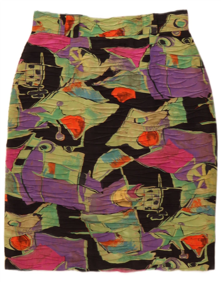 Fusta creion vintage pentru femei cu model abstract EU 38 Medium W28 Multicolor