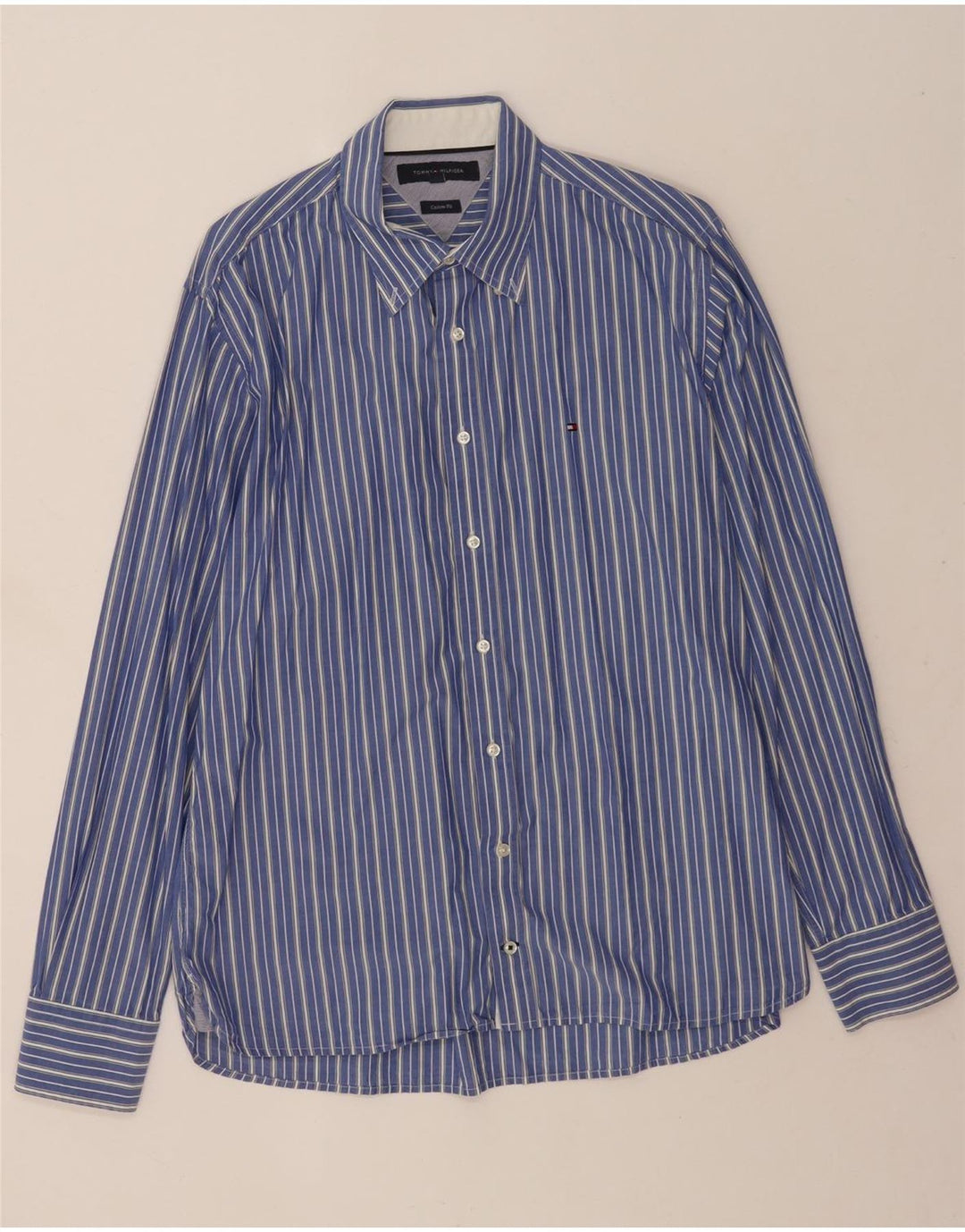 Cămașă personalizată pentru bărbați Tommy Hilfiger, bumbac mare cu dungi albastre