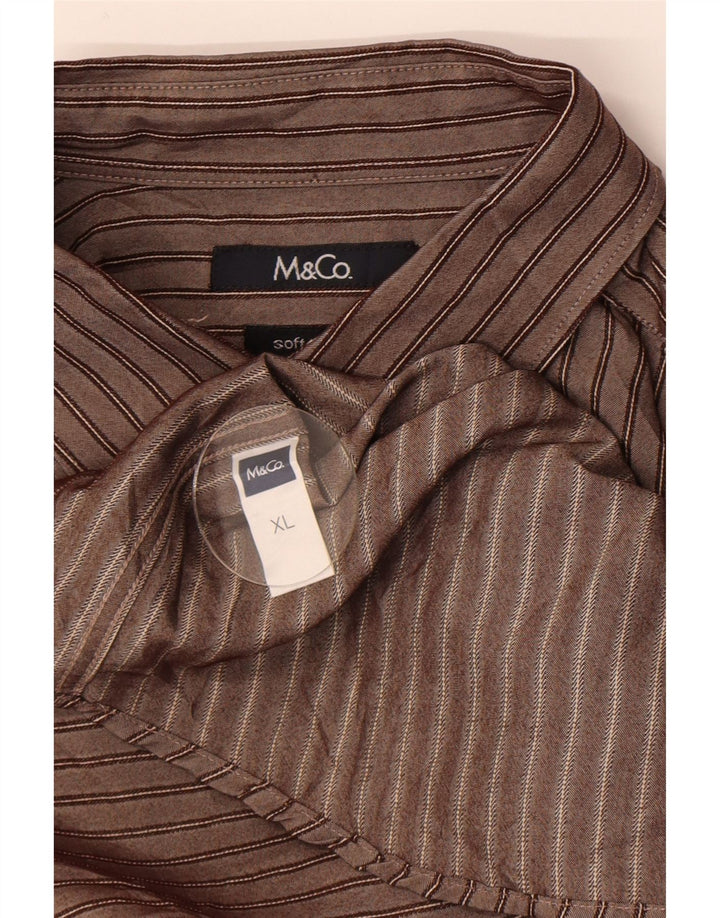 Cămașă bărbați M&Co XL, maro, în dungi, viscoză