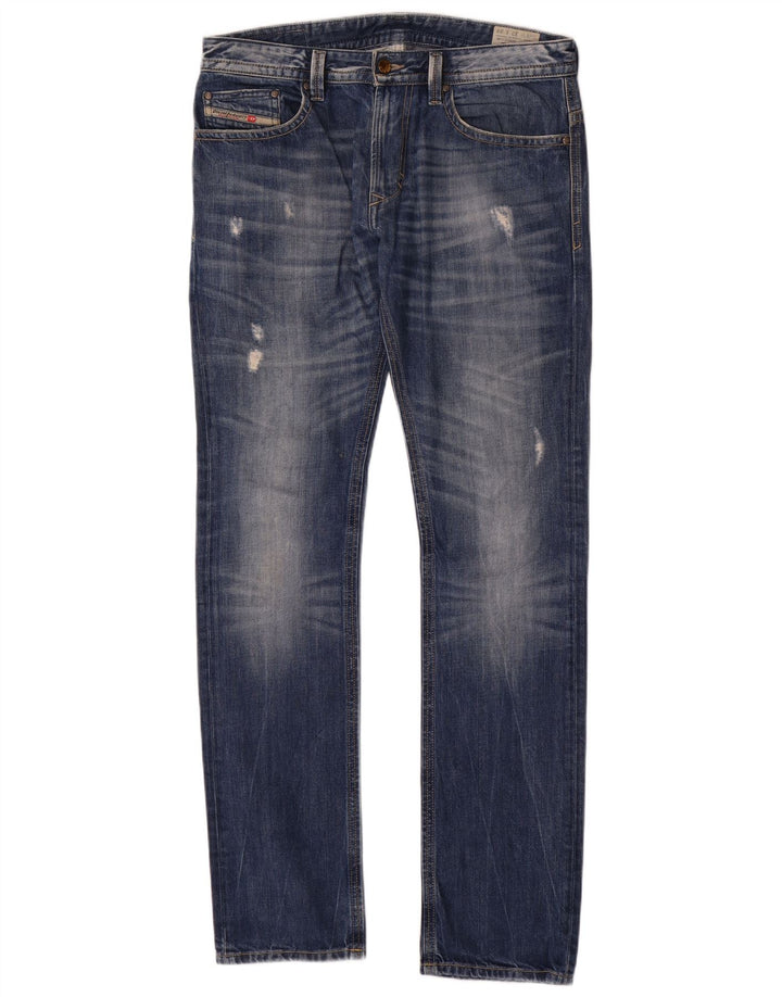 Blugi Distressed drepte pentru bărbați Diesel W32 L34 Bumbac albastru
