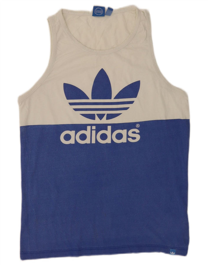 Vesta grafică pentru bărbați Adidas, de top, alb mediu, bumbac color bloc