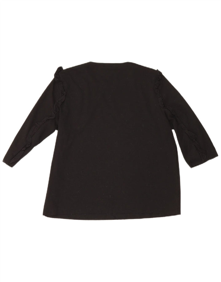 Top femeie Zara cu mâneci 3/4 UK 16 mare, negru, bumbac