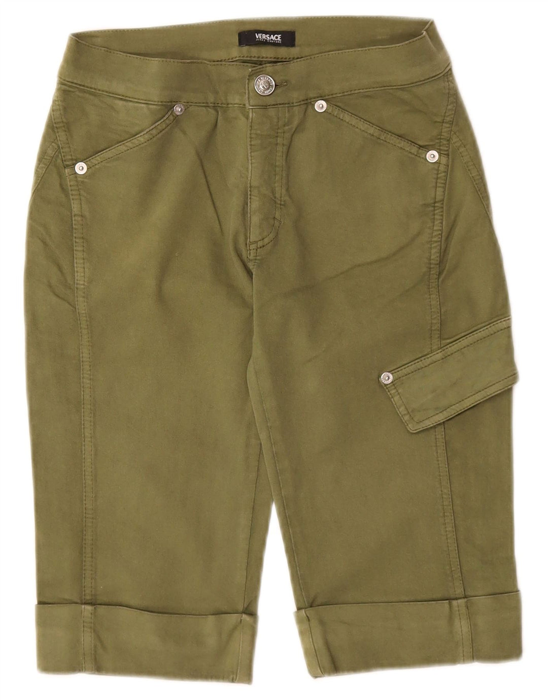 Pantaloni scurti cargo Versace pentru femei IT 38 XS W24 bumbac kaki
