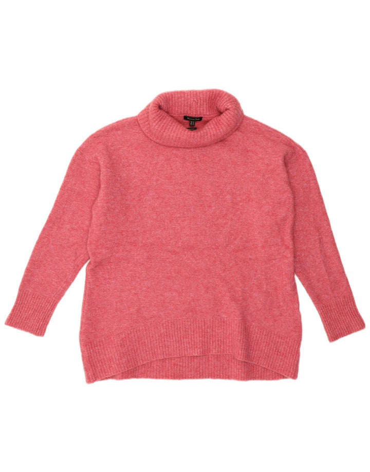Pulover pentru femei Massimo Dutti cu gât rulat din poliamidă roz mediu UK 12