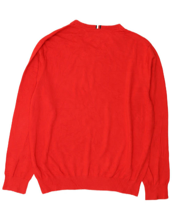 Pulover cu decolteu în V Tommy Hilfiger pentru bărbați, bumbac roșu 2XL