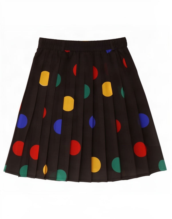 Vintage Womens Pleated Skirt UK 12 Medium W30 Black Spotted Polyester