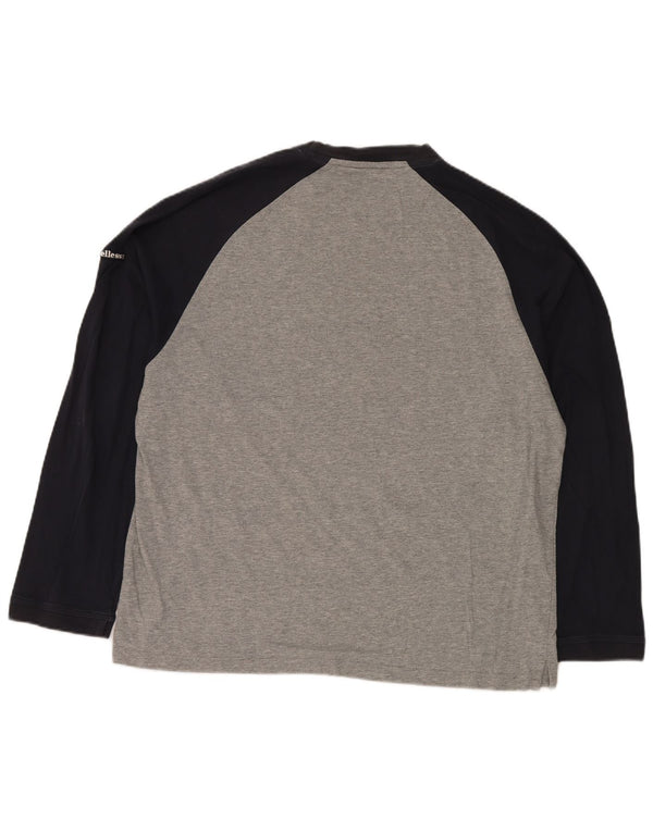 ELLESSE Top grafic pentru bărbați cu mânecă lungă UK 46/48 XL, bumbac color bloc, gri