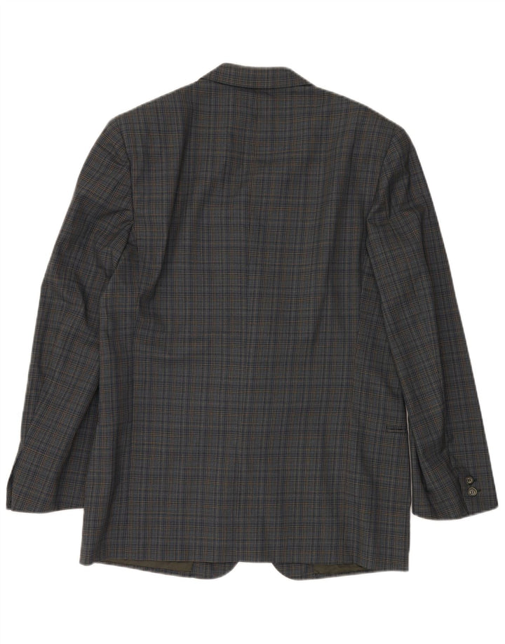 VALENTINO Jachetă pentru bărbați cu 2 nasturi, IT 50, mare, viscoză cu carouri albastre